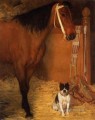 en los establos caballo y perro Edgar Degas